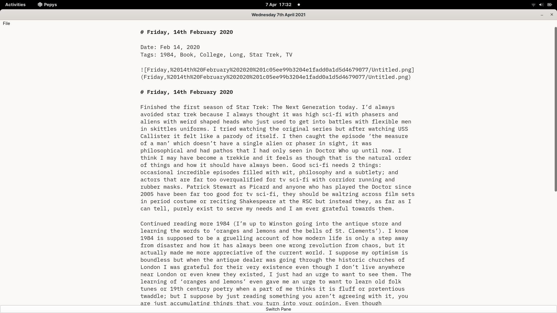 An early version of the edit pane